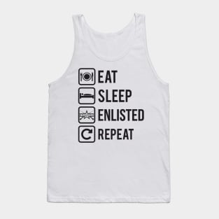 Eat Sleep Enlisted Repeat on Light Tank Top